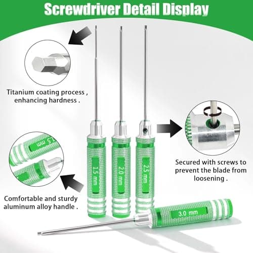 RC Hex Driver Set 1.5mm 2.0mm 2.5mm 3.0mm, Precision RC Screwdriver Tool Kit for SCX24 TRX4M TRX4 SCX10 Axial Traxxas ARRMA RC Crawler Cars - Thumbnail 5