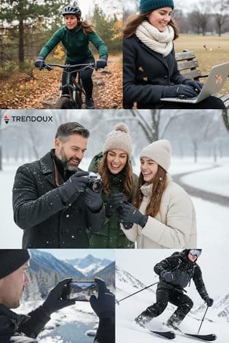 TRENDOUX Touchscreen Fingers Thin Warm Black Tech Winter Gloves for Men Women Size Small, Anti-Slip 3M Grip Lightweight Insulated Mitten Work Gloves Indoor Outdoor for Extreme Freezing Cold Weather - Thumbnail 6