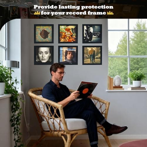 JJKLL Vinyl Record Display Frame Vintage Record Frames for The Wall Display Cover with Clear Acrylic Front Opening Idea Gift for Collectors - Thumbnail 4