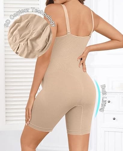 Y25D Women's Maternity Bodysuit Seamless Pregnancy Shapewear Shorts Under Dresses Belly Support Nude Medium - Thumbnail 4
