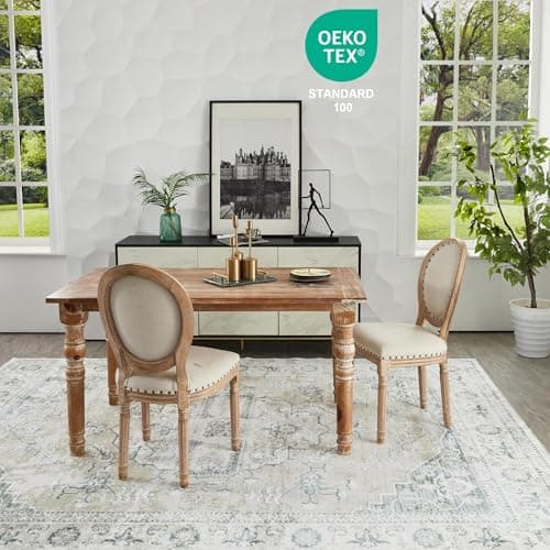 Auemtyn 9x12 Area Rug for Living Room, Washable Rug with Non Slip Backing, Low Pile Carpet for Bedroom, Dinning Room (Vintage Tan) - Thumbnail 2