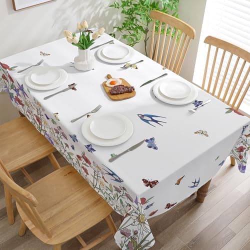 cusugbaso Floral Lemon Spring Tablecloth 52x70 Inches, Oblong Tablecloths Spring Decorations for Home, Floral Farmhouse Table Cloth Rectangle for Party, Home - Thumbnail 6