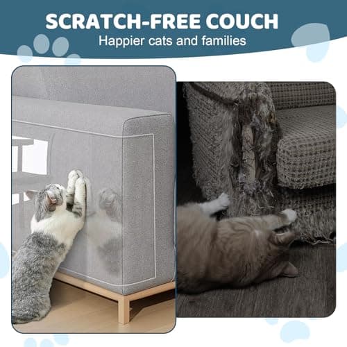 Cat Scratch Furniture Protector, Cat Scratching Mat, Trimmable Self-Adhesive Cats Claws Scratch Pads, DIY Carpet Mat Replacement for Cats Tree, Cats Wall Shelves (Transparent, 17x11.8in-16pcs) - Thumbnail 5