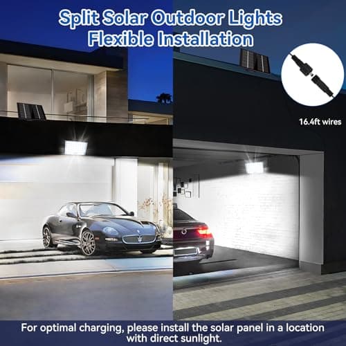 Aialun 184 LED Solar Outdoor Flood Lights,Motion Sensor Solar Powered Flood Lights 1500mAh Battery,IP65 Waterproof 3 Modes Dusk to Dawn Outside Security Lights for Porch,Yard,Garage, 2Pack - Thumbnail 4
