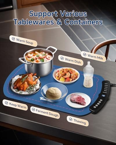 Warming Mat for Food, Food Warming Mat with 7 Temp Master Aadjustable Warming Tray, Thermochromic Line, Roll Up Buffet Hot Plates Heat Pad Full Sized Electrical - Thumbnail 5