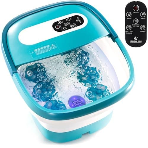 Medical king Foot Spa with Heat and Massage Electric Rotary Includes A Remote Control, A Pumice Stone, Bubbles - Motorized Shiatsu Massage Balls - Image 1