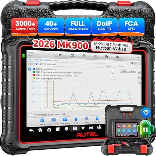 Autel MaxiCOM MK900 Bidirectional Scanner: 2026 Up of MaxiCheck MX808S MK808S, Work as MK900-BT MK900BT MX900 OBD2 Diagnostic Tool w/ 3000+ Active Test, 40+ Service, CAN-FD&DOIP, All System, FCA 11 OS - Image 1