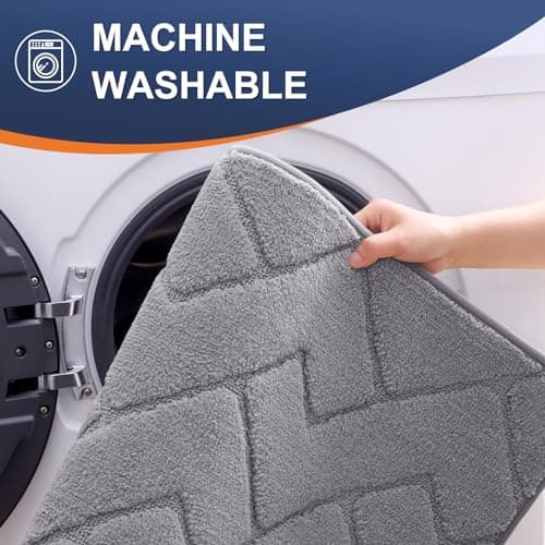 OLANLY Indoor Door Mat, 70x24, Dirt Resistant and Absorbent, Sturdy Non-Slip Rubber Backing, Easy to Clean, Washable Low-Profile Doormat for Entryway, Medium Gray - Thumbnail 6