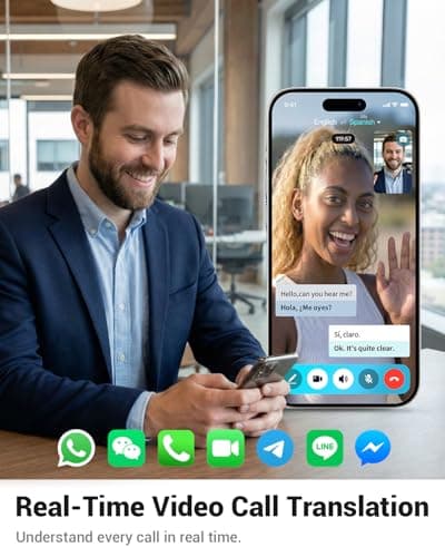 AI Translation Earbuds Real Time, 157 Languages 2-Way Translator Earbuds with Call Translation, 3-in-1 Interpreter, 40H Playtime, Audifonos Traductores Inglés Español for Travel Business Learning - Thumbnail 4