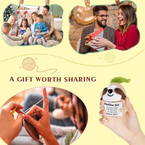 Gifts for Him Her, Positive Crochet Animals,Card Conten: Positive Sloth, It Doesn't Matter How Slow You Go, As Long As You Don't Stop! Encouragement Gifts for Women Men - Thumbnail 5