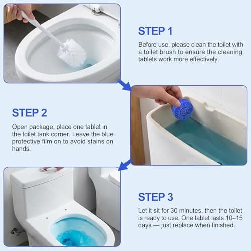 Msvvko Toilet Bowl Cleaner, Automatic Toilet Tank Cleaner Tablets, Blue Toilet Bowl Tablets for Deodorizing & Descaling, Powerful Cleaning, Slow-Release Against Tough Stains 20 Pack - Thumbnail 6