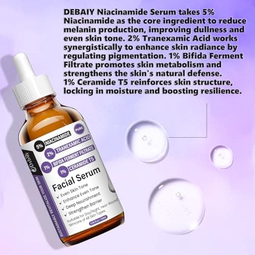 DEBAIY 5% Niacinamide Facial Serum with Tranexamic Acid Enhance Even Tone & Strengthen Skin Barrier (4.06fl.oz/120ml) - Thumbnail 6