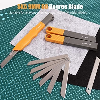MulWark 100PC 9MM Snap Off 60 Degree Utility Knife Replacement Blades, Multi-Purpose Sharp Precision Box Cutter Blade for Universal Retractable Cutting Knives - Thumbnail 4