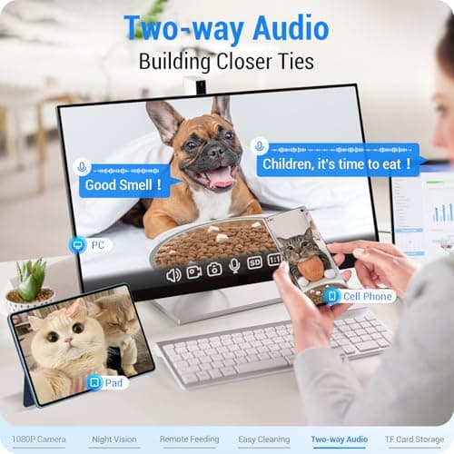 Frienhund Automatic Cat Feeder with Camera: 5G WiFi Automatic Dog Feeder with Night Vision, 7L Auto Cat Food Dispenser with 1080P Camera for Multiple Pet, Detachable for Easy Clean -29 Cup (ACF100W-B) - Thumbnail 6
