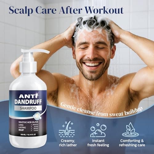 Jorceray Anti Dandruff Shampoo for Men with 3% Salicylic Acid – Deep Clean & Soothing Scalp Refresh for Oily & Itchy Scalp, Sulfate Free with Tea Tree & Menthol, 10.14 fl oz - Thumbnail 5