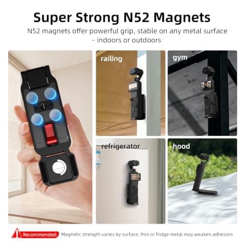 BRDRC Pocket 3 4 Magnetic Tripod Mount for Xtra Muse, Foldable Selfie Stick with Mantis Hook Stand 1/4 Mount for Arca-Swiss Quick-Release for DJI OSMO Pocket 3 4 Creator Combo/Xtra Muse Accessories - Thumbnail 3