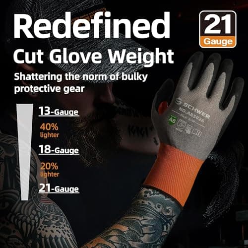 Schwer A6 AIR-SKIN Cut Resistant Work Gloves, Comfortable & Breathable, 21-Gauge Seamless Knit Flexible Safety Working Gloves with Grip for Refined Tasks, Touch-screen, 1 Pair, S, AR5926 - Thumbnail 3