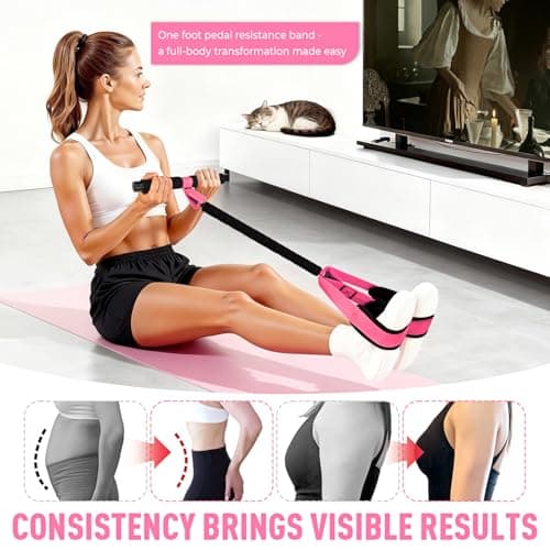 NTIUYOT Upgraded Durable Pedal Resistance Band with Handle, Thickened Latex Tubes and Soft Foam Fabric Foot Pedal, Sit Up Exercise Equipment for Abdomen, Waist, Arm, Core/ABS, Leg, Physical Therapy - Thumbnail 6