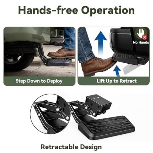 KERVANCH Bed Step for 2022-2026 Toyota Tundra, Retractable No-Drill Rear Bumper Truck Step for Easy Access, 300lb Load, Fits PTS30-34000 PT392-34240 - Thumbnail 6