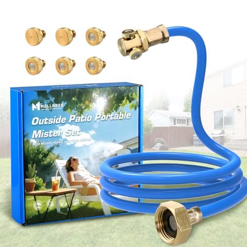 Mellbree Misters for Outside Patio, Standing Outdoor Hose Misting Cooling System, Portable Water Mister for Patio, BBQ, Pool, Garden, Bird Bath, Tanning, Mist Sprinkler for Plants, 80 Inch Blue - Image 1