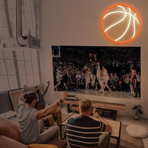 Basketball Neon Sign, 11.02×11.02 Inch LED Neon Light for Wall Decor, USB Powered Dimmable Sports Decor for Living Room Bedroom Game Room（Warm White & Orange） - Thumbnail 6