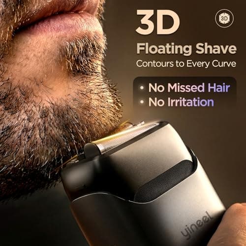 Yineel VT100 Electric Foil Shaver for Men, Pocket-Sized with Case, Sleek Portable Mini Electric Razor, 90mins Runtime, 3 Floating Blades, Travel-Friendly, IPX7 Waterproof, Gifts for Men - Thumbnail 2