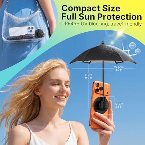 Phone Umbrella for Sun Shade: Magnetic Thumbs Up Cell Phone Umbrella Sun Shade UPF 45+ Anti-Glare Screen Protector for Beach Car Outdoor Travel Pool Easter Basket Stuffers for Women Men Teens Boy Girl - Thumbnail 6