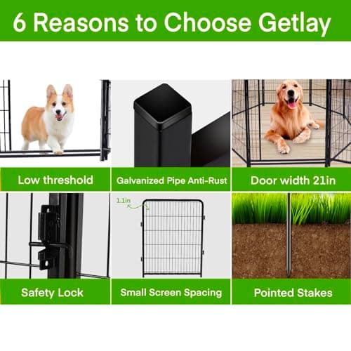 Getlay Tall Garden Fence, 52in High 6 Panels Total 13.3 Ft(L) Dog Fence Outdoor for Yard, 21 inches Wide with Low Sills, Animal Barrier Fence, Flower Bed Fencing. Pet Fence, Garden Fence Border - Thumbnail 3