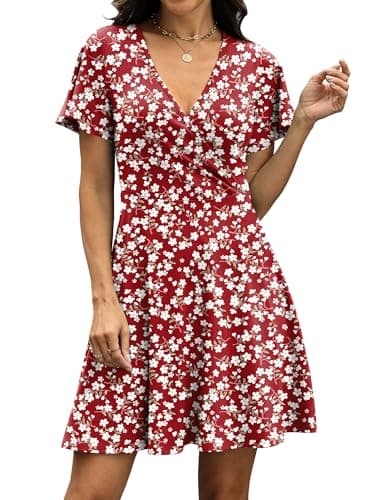 Dresses for Women 2026 Elegant Classy Wrap V Neck Summer Cruise Outfits Beach Vacation Clothes Dress Floral M - Thumbnail 3
