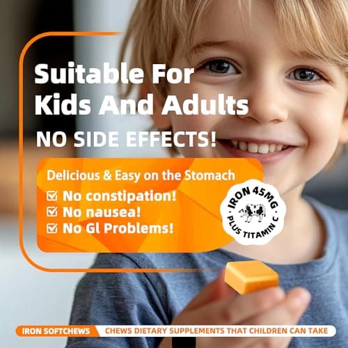 Parhaat Iron Soft Chew Supplement with Vitamin C | Orange Flavored | Gluten Free | Iron Supplement for Women Men and Kids | 60 Count | 2 Month Supply - Thumbnail 3