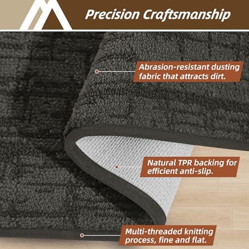Dirt Trapper Door Mat Non-Slip Washable Entryway Rug,24"x36" Dark Grey - Thumbnail 2