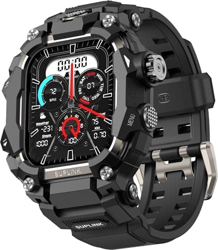 SUPLINK Rugged Case with Bands for 45mm Apple Watch Band Men, Compatible with Apple Watch Series 9/8/7 Bands, Protectiver Bumper Cover for iWatch Band Men (Titanium Color)