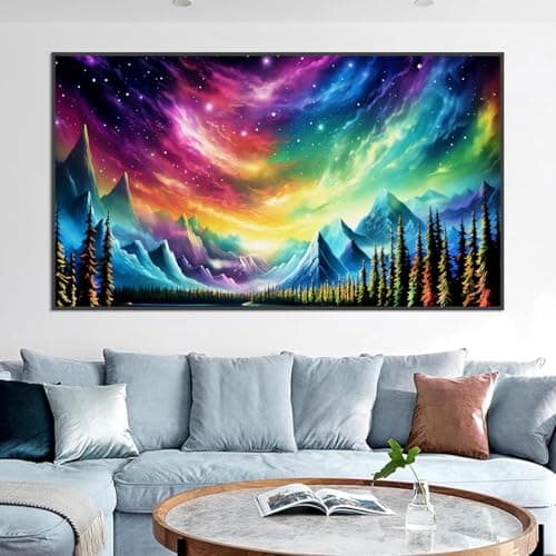 ijbnhd 5D Large Diamond Painting Kits for Adults, 5D Mountain Extra Large Diamond Art Kits, Full Drill Crystal Rhinestone Aurora Gem Art Home Wall Decor Gift(28X 16inch) - Thumbnail 5