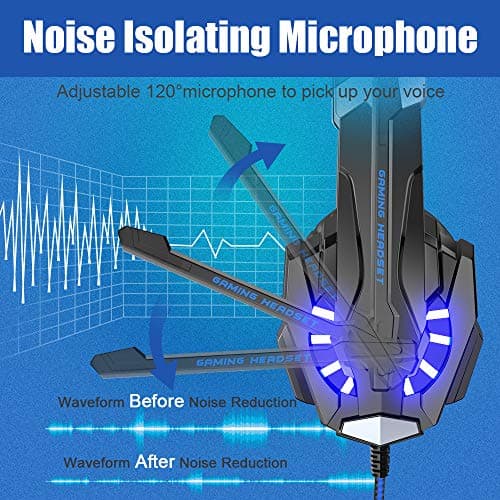 BENGOO G9000 Stereo Gaming Headset for PS4 PC Xbox One PS5 Controller, Noise Cancelling Over Ear Headphones with Mic, LED Light, 7.1 Surround Sound, Soft Memory Earmuffs for Nintendo Xbox Series X|S - Thumbnail 4