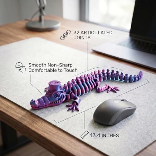 WISWIK 3D-Printed Desk Pet for Office: 32 Articulated Alligator Smooth Touch Twist Stroke Unwind - Help Ease Stress After 3 Hours at the Desk - Gift for Coworkers - Thumbnail 6
