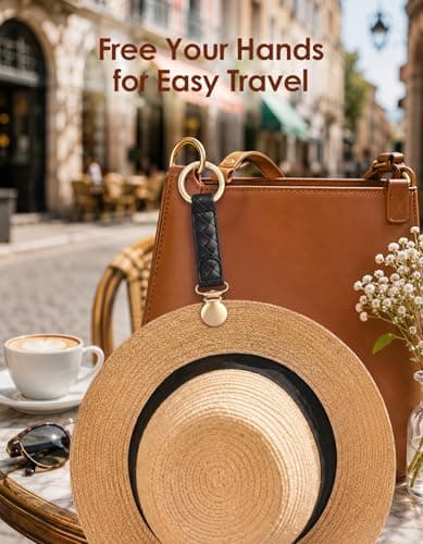 Niveaya Hat Clip for Travel 2Pcs, Sleek Woven Design with Durable Metal Clip, Secure Hat Holder for Straw Sun Hats & Baseball Cap on Bag Purse Backpack Luggage, Chic Beach Cruise Travel Essentials - Thumbnail 2