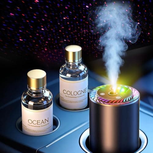 Smart Car Air Freshener with Star Light & 100ml Diffusers Oil Refills, Auto On/Off Aroma Diffuser, 3 Adjustable Mist Modes Rechargeable Aromatizante para Carro - Car Diffuser（Cologne+Ocean） - Image 1