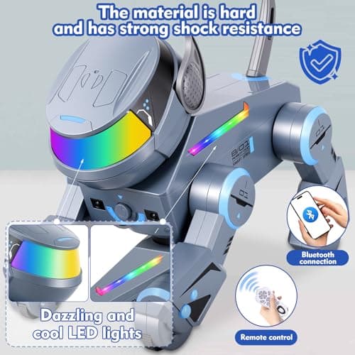 Blorkbuy Smart Robot Dog Toy for Kids - Interactive Puppy, Rechargeable, Gift for Boys Girls Ages 6-12 (Grey) - Thumbnail 4