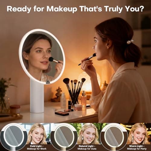 UieSian Asdys Lighted Makeup Mirror 10X Magnification, Dimmable Touch Control Vanity Mirror, Portable Travel Desk Mirror with Stand, Birthday Valentine's for Women Girlfriend Wife Mom Daughter - Thumbnail 3