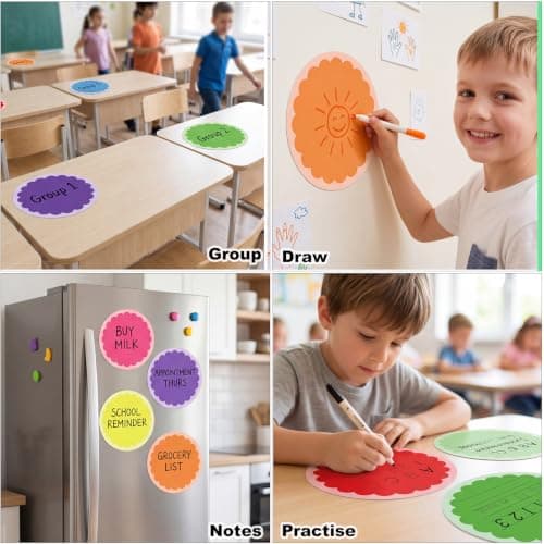 WSICSE 24 Pack Dry Erase Dots 11 Inch Circles Spots 8 Colorful Removable Whiteboard Stickers for Classroom Teachers Students Wall Table Desk & Floor Decals - Thumbnail 6