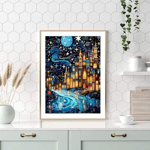 Lophomie Diamond Art Kits for Adults, 5D DIY Starry Night Diamond Painting Kits for Adults Beginners, Diamond Dots Kits Gem Arts Crafts for Home Wall Decor 12x16 Inch - Thumbnail 2