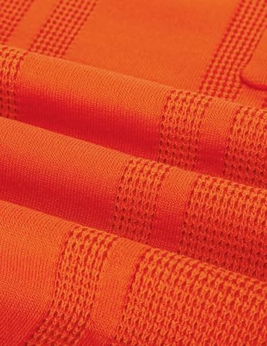 GRACE KARIN Men's Short Sleeve Lapel Collar Knitted Polo Shirts Knitting Lightweight Golf Tee Shirt for Office Orange S - Thumbnail 6