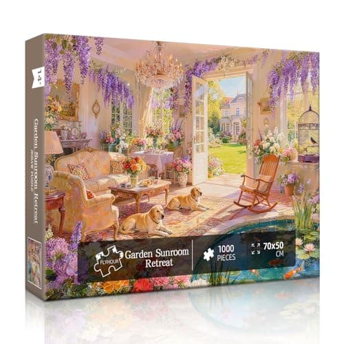 Garden Sunroom Retreat Puzzles for Adults 1000 Pieces,Impossible Hard Difficult Challenging Jigsaw Puzzles for Adults 1000 Pieces,Puzzle with Letters on Back,Recycled Paper Jigsaw Puzzle(27.6"x19.7") - Thumbnail 3
