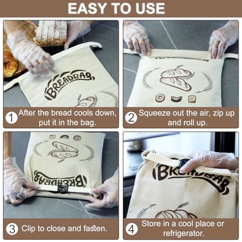 FONDFRAMORY Beeswax Bread Bags for Sourdough, Large Size Sourdough Bread Bags with Beeswax to Keep Freshness Longer, Washable and Reusable Sourdough Storage Bag (2 Pack) (Light Beige) - Thumbnail 6