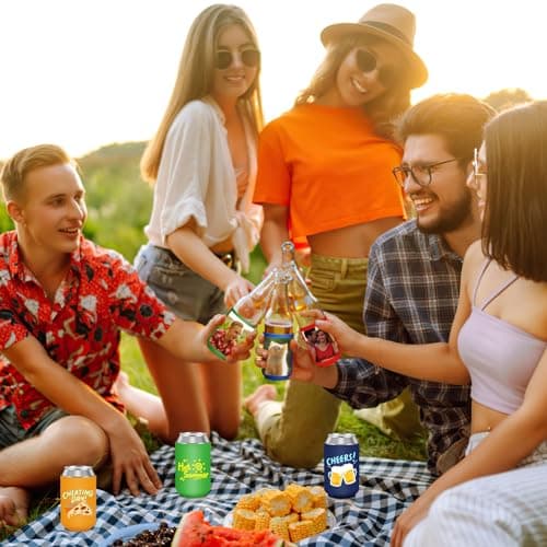 Custom Neoprene Can Cooler Sleeves 2 Pack Bulk Drink Insulated Beer Can Coolers Personalized Logo Image Text Collapsible Can Sleeves for Weddings, Parties, Mother’s Day, Father’s Day - Thumbnail 6