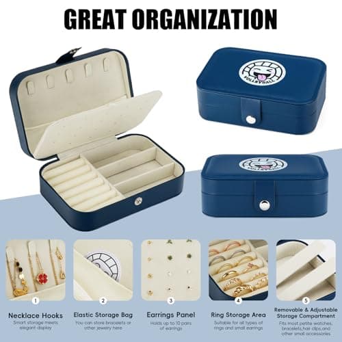 SEAWINGPA 3-Pack Small Travel Jewelry Case with Cute Volleyball Character Portable Mini Jewelry Organizer Box Gifts Bulk For Christmas Graduation Sports Team Club Birthday Goodie Party Favors - Thumbnail 2
