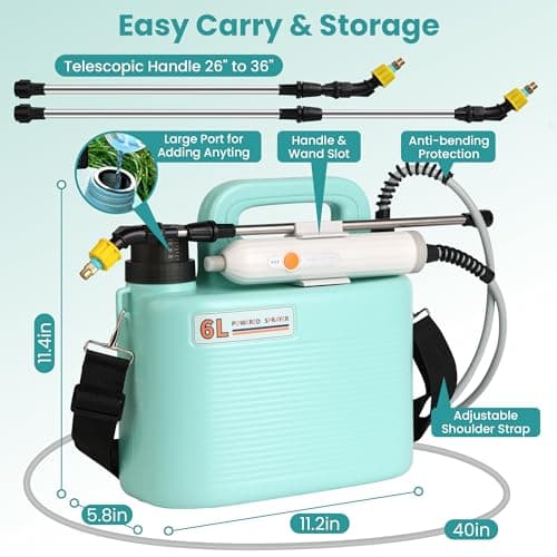 Electric Garden Sprayer 1.6 Gallon - Battery Powered Weed Sprayer Wtih 3 Nozzles, Backpack Sprayer in Lawn and Garden, Pump Sprayer for Gardening, Watering & Spring Planting - Thumbnail 4