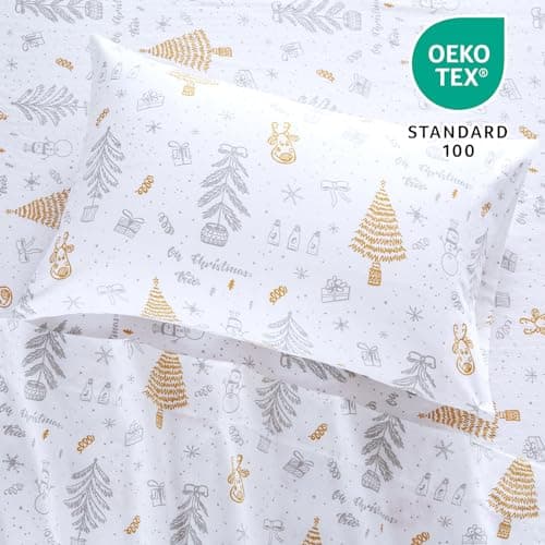 CAROMIO Christmas Bed Sheets King, Soft Brushed Microfiber Bed Sheet Set, 16 Inches Deep Pocket Fitted Sheet Winter Holiday Sheets Set (Tree, King) - Thumbnail 3