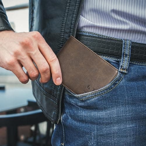 Gostwo Mens Wallet RFID Blocking Slim Minimalist Bifold Wallet with ID Window & Business Card Holder, Thin Front Pocket Design, Stylish Wallet for Men, Teen, Boyfriend, Husband - Thumbnail 3