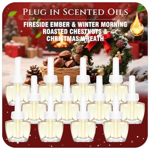 Plug Ins Refills Air Freshener 12 Pack, Fireside Ember, Winter Morning, Roasted Chestnuts, Christmas Wreath, Long Lasting Plug in Refills, Compatible with Air Wick & Glade, Not Include Glade Plus - Image 1